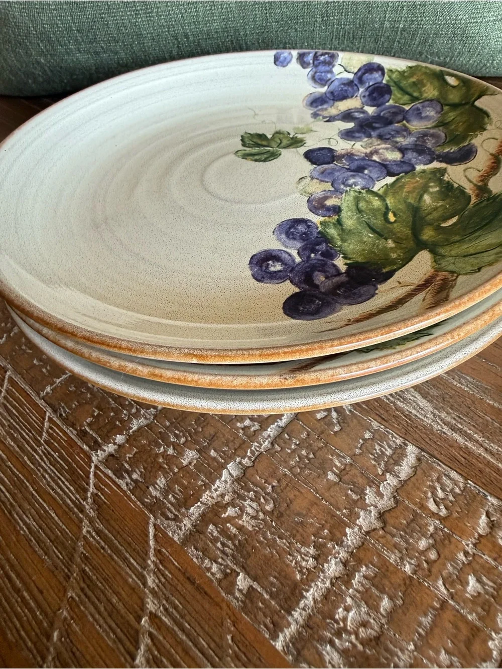 222 Fifth Studio Grapevine Putty Bread and Butter / Appetizer Plates.set of 3